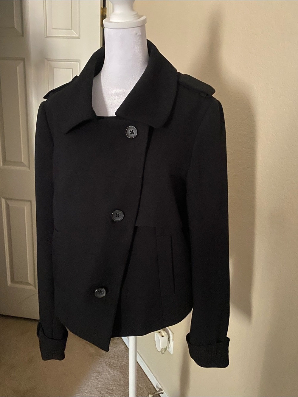 Women's Short Peacoat Jacket asymmetrical hem